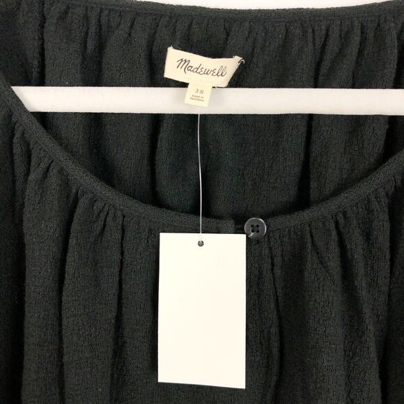 Madewell Womens Texture & Thread Tiered-Sleeve Top Size 3X Black NWT - Picture 9 of 11